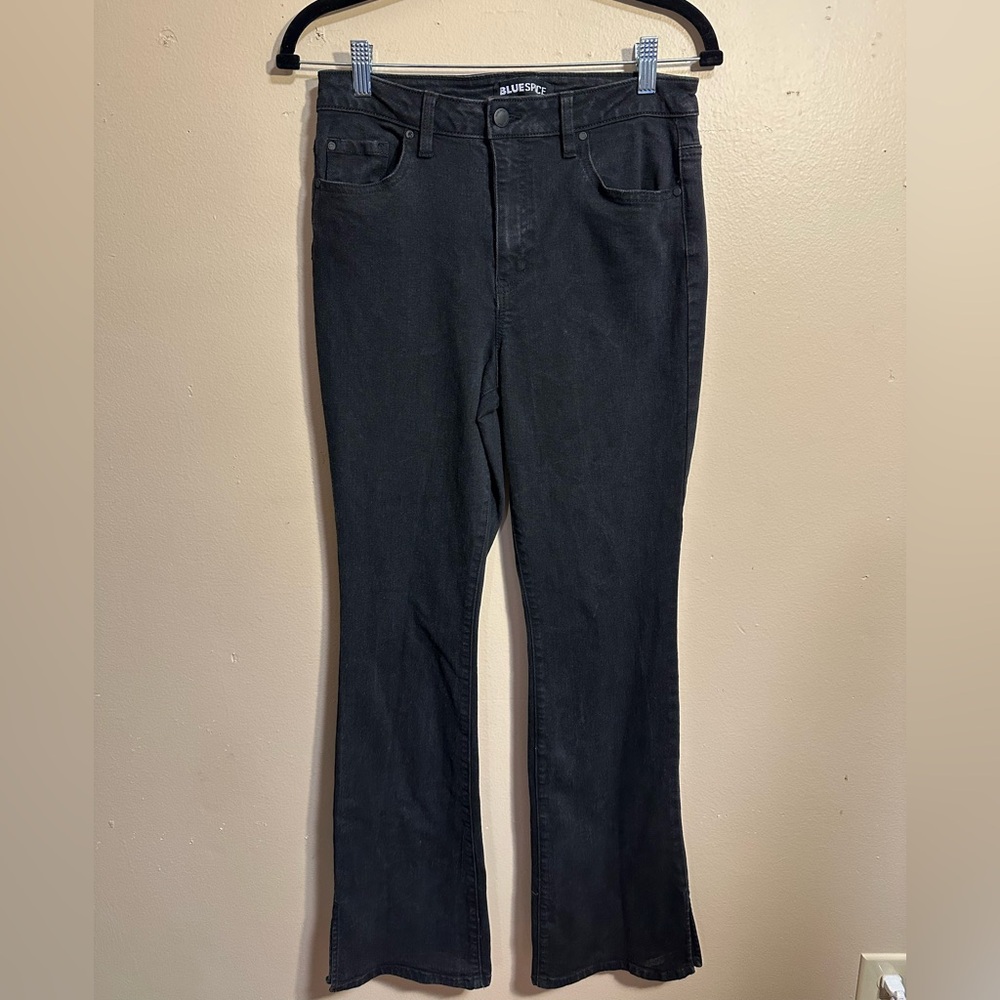 Bluespice Black Flare Jeans, Mid Rise Stretch Denim, Y2K Style